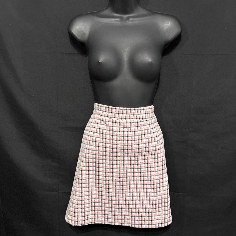 Pink Plaid Knit Mini Skirt M Preppy Preppy Pastel Academia Barbiecore Frenchgirl